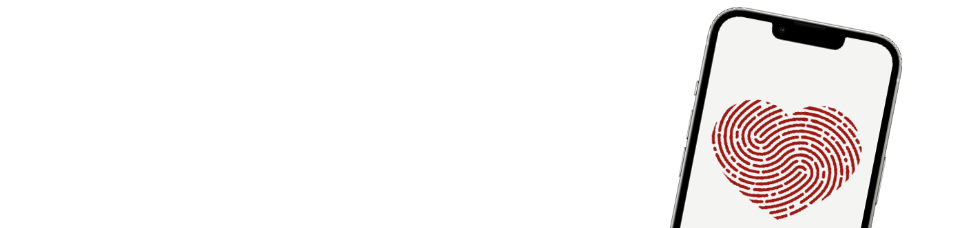 Handyscreen mit roten Fingerabdruck Herz Handyscreen mit roten Fingerabdruck Herz